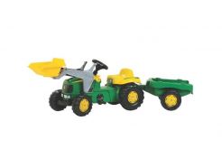 Tracteur à pédales JD avec chargeur et remorque Rolly Toys