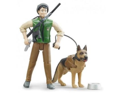 Figurine garde forestier avec chien et accessoires BRUDER 62660